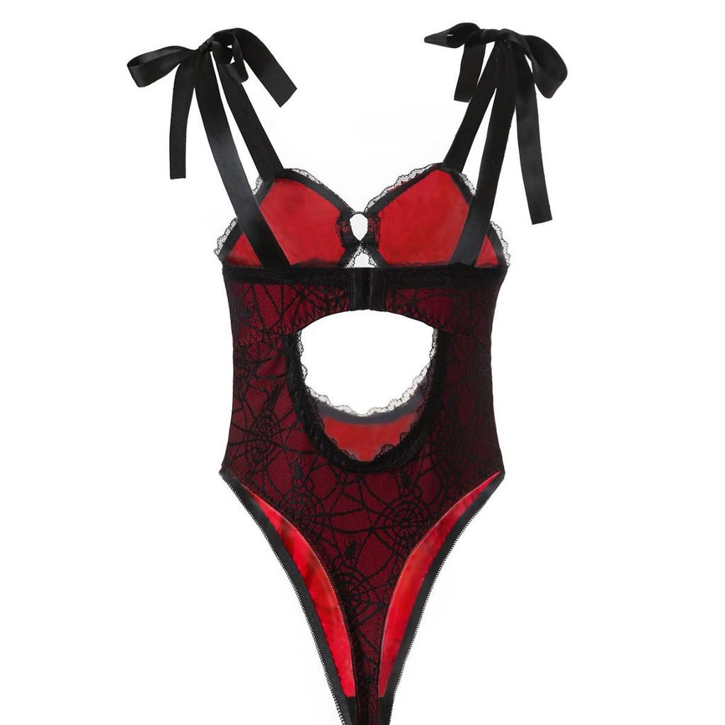 Gotischer Spinnennetz-Cutout-Body - Ohne Bügel, Spaghettiträger-Design