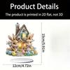 2D Flat Easter Charming Rabbit House Acrylic Decoration, Bow Tied Bunnies & Colorful Eggs, Suitable for wall decoration, porch, room, villa, accents H