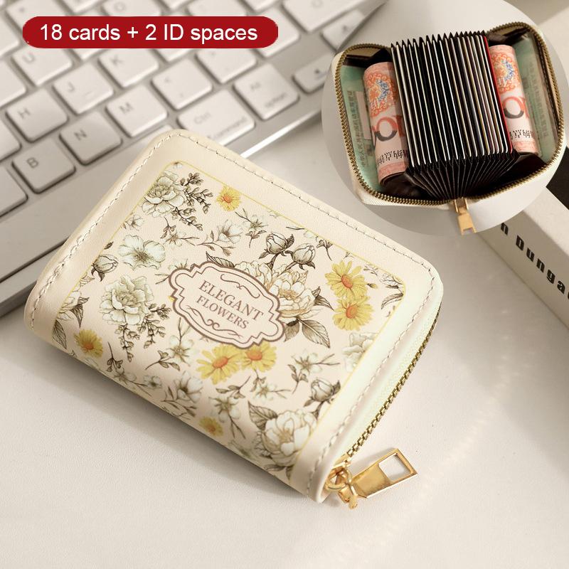 Kreative Mehrkarten-Geldbörsen RFID-Blockierung Ausweishalter Blumendruck Ausziehbares Visitenkartenetui Wasserdichte Geldbörse