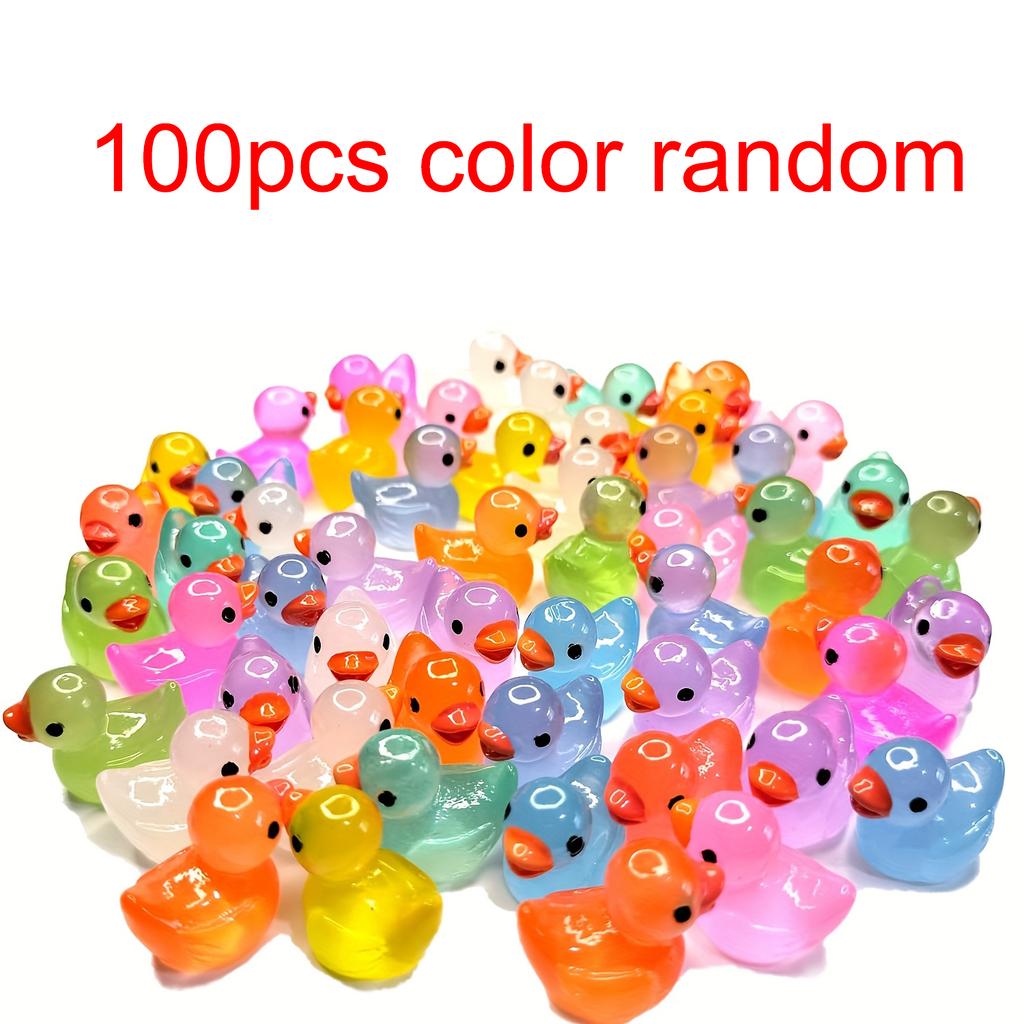30/60/100PCS Luminous Mini Duck Micro Landscape Access Miniature Figurines Fairy Home Decoration Glow In the Dark Mixed Style