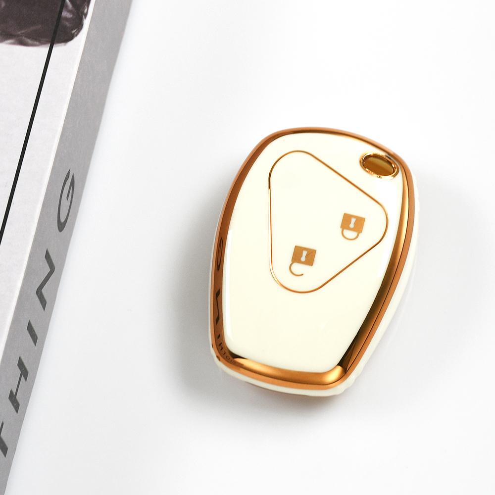 Gold Edge TPU Remote Key Case Cover 2/3 Buttons Shell Fob Holder For Renault Logan DACIA Megane Espace Laguna Duster Sandero Fluence Clio