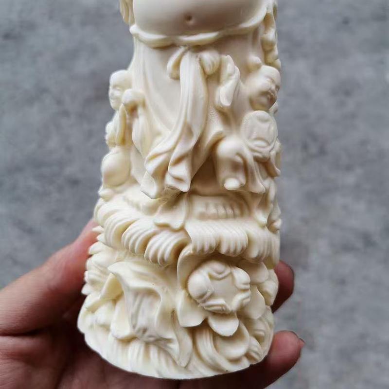 Hand Carved Shakyamuni Laughing Buddha Decorative Statue Feng Shui Home Office Room Decoration Chinese Buddhism Artwork 7.86 in
