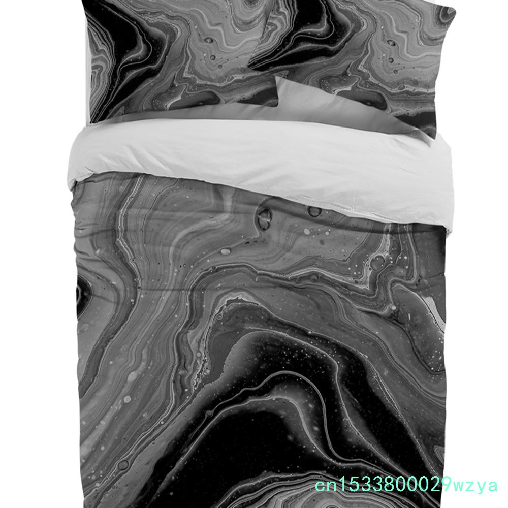 Fluid Art Black White Duvet Cover With Pillow Case Custom 3pcs Bedding Set Quilt Cover Double Bed Home Textile
