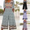 Women's Fashion Print Casual Retro Sleeveless Button Jumpsuit