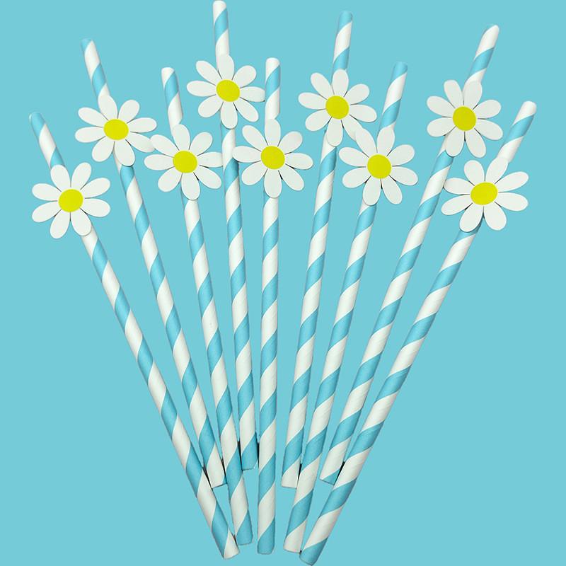Daisy Small Flower Sunflower Paper Drinking Straws For Party Decorations And Cocktails