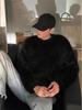 Hochwertiger Herren-Winterpullover aus Kunstminkfell: Dicker, weicher Strickpullover mit Rundhalsausschnitt und lockerem Schnitt