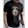 Men'S Comfortable Round-Neck Top Featuring a Scorpion Design, a Slightly Stretchy T-Shirt Suitable for Sports, Leisure, Fitness, And Fashion
