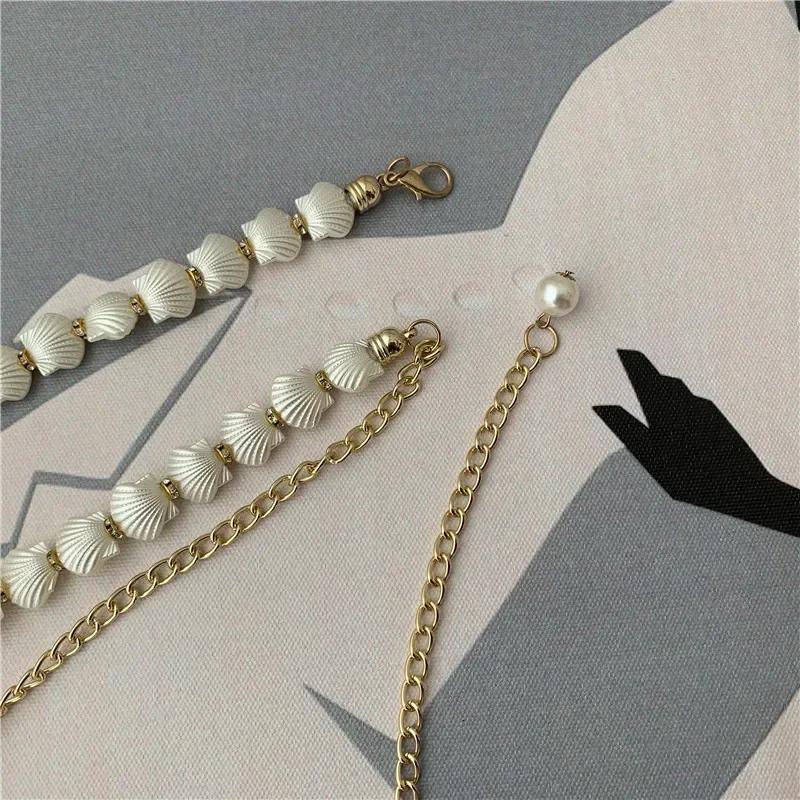 2025 New Women's Belt Shell Pearl Waist Chain Decorative Matching Dresses Simple Atmosphere Has Temperament 666