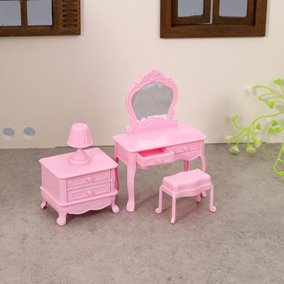1:12 Dollhouse Miniature Dressing Table W/Mirror Bedside Table Chair Make-Up Table Home Decor Toy Doll House Accessories