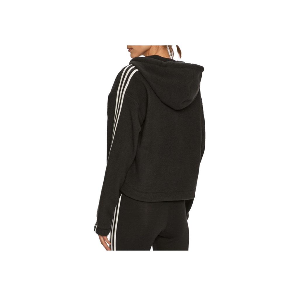 Adidas Logo Casual Hooded Striped Windbreaker Jacket Women Jacket Black GN2811