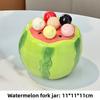 Watermelon Fruit Storage Container With Six Stainless Steel Forks For Children Gift