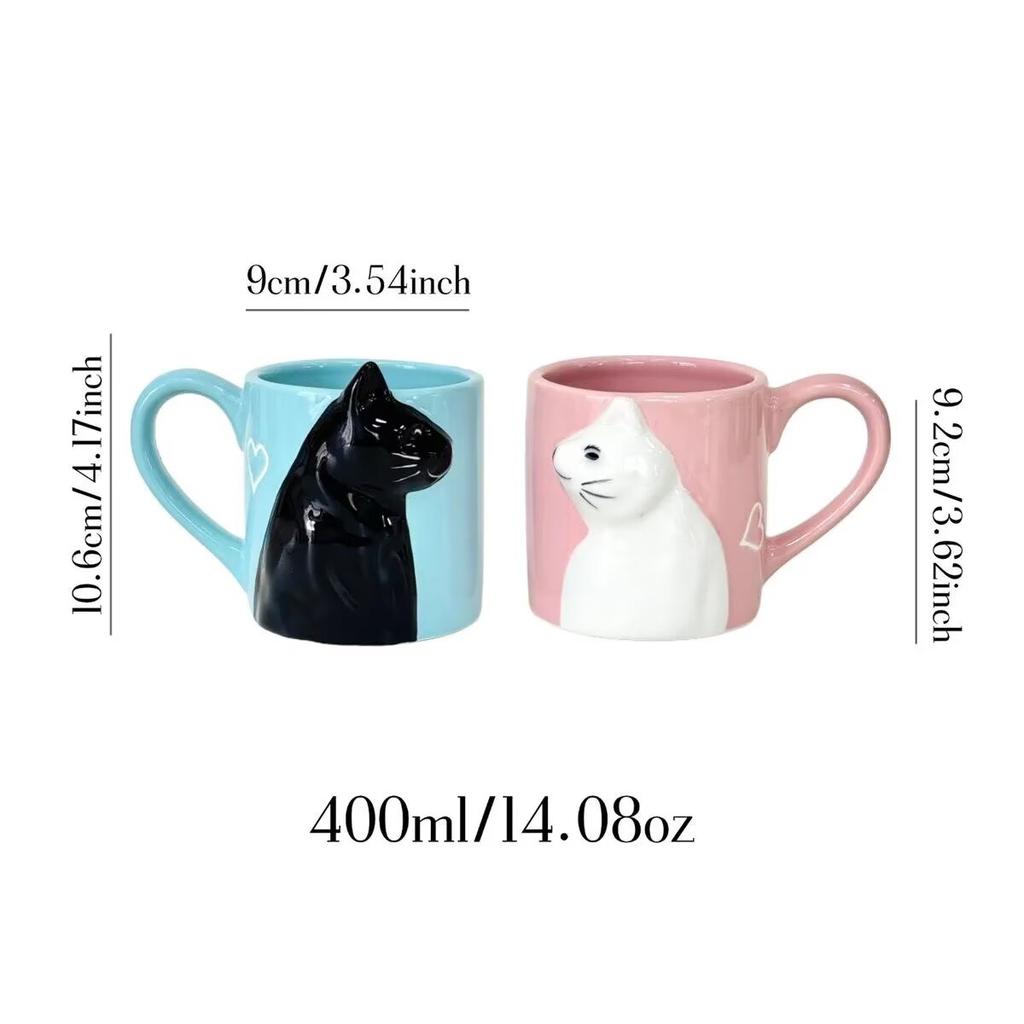 1 stk Kyss Katt Keramiske Krus for Par, Ektepar Krus, Jubileumskrus, Morgen Melk Kaffe, Tekopp Frokost, Valentinsdag,