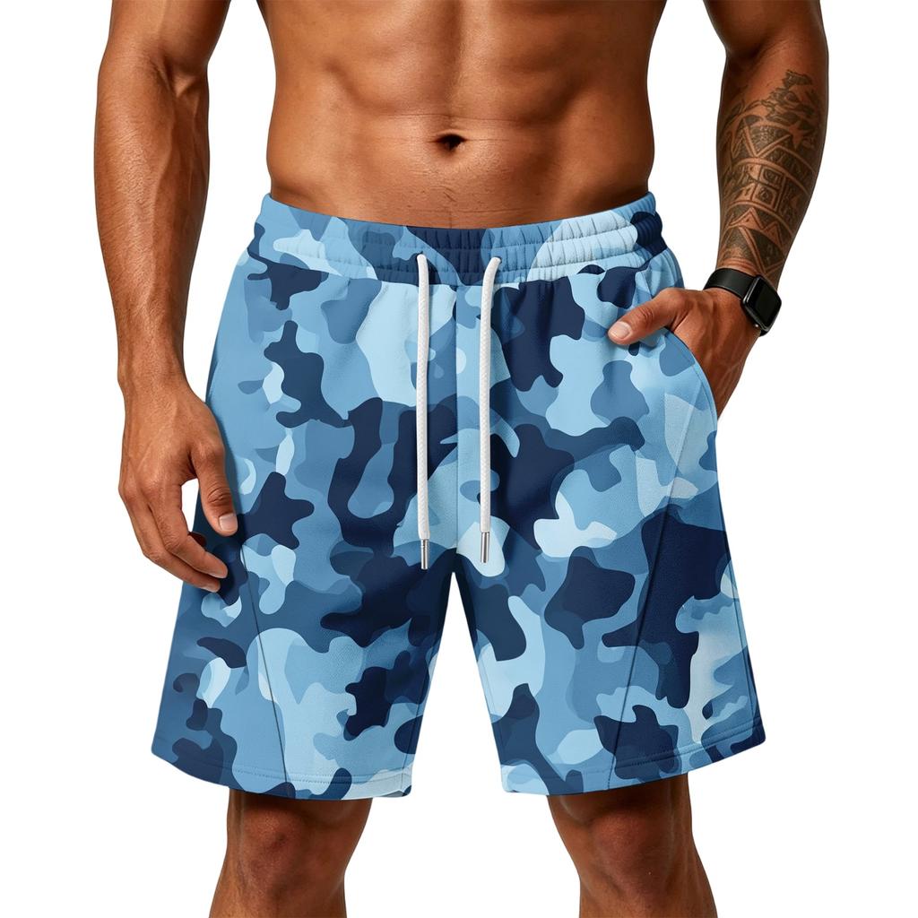 Mens Loose Fit Layer Shorts with Pockets Drawstring Waist Athletic Training Workout Gym Beach Shorts for Everyday Wear