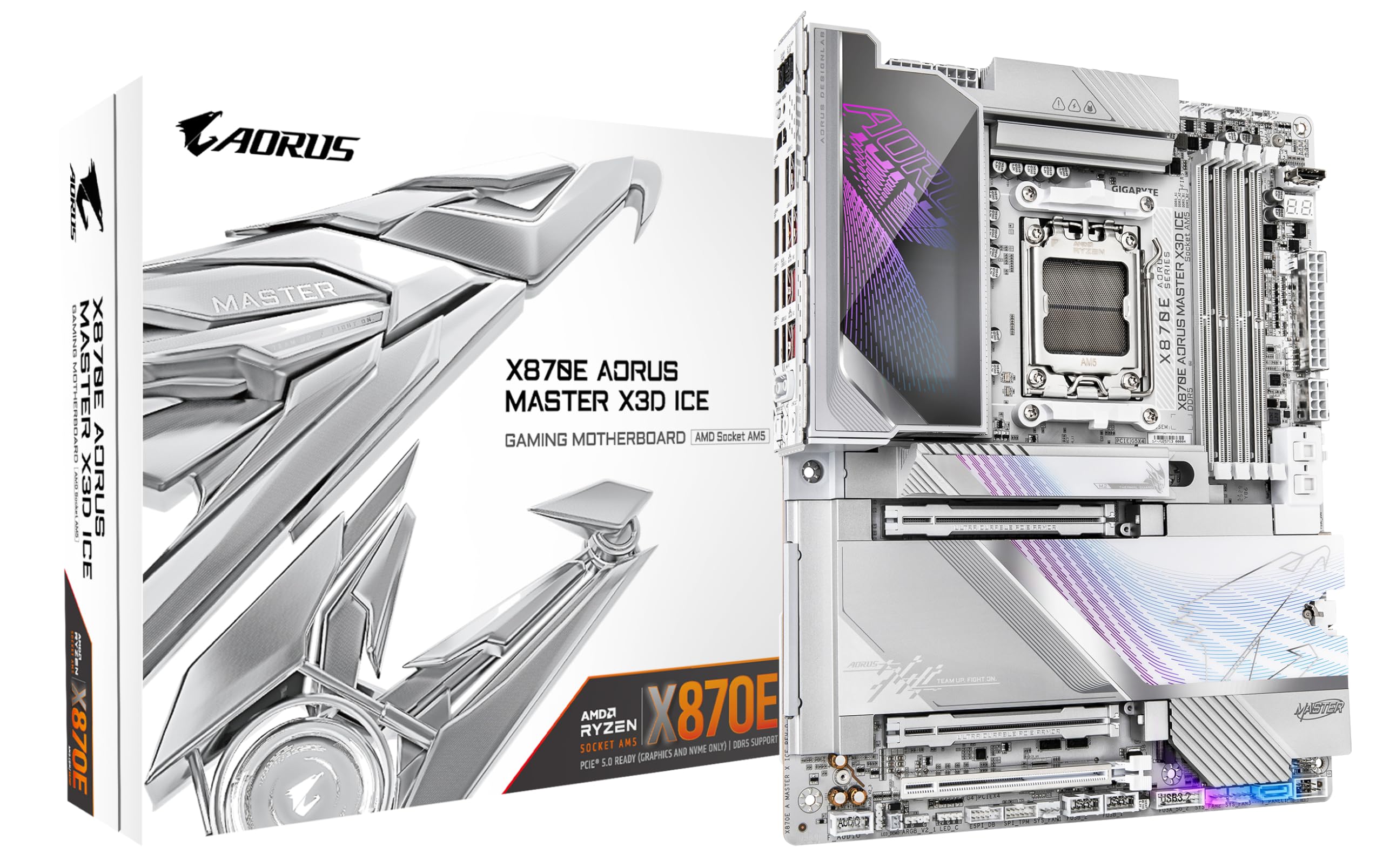

GIGABYTE X870E AORUS MASTER X3D ICE ATX Motherboard MB6870 білий