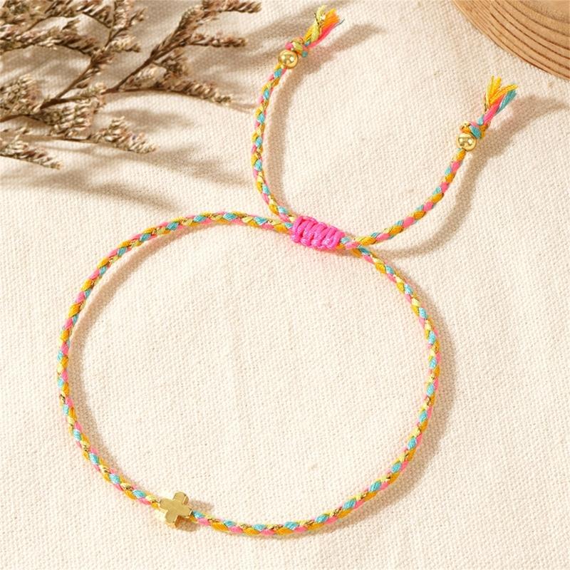 Trendiga bohemiska stilar Robust armband av bomullsrep med eleganta korshänge, för alla kön