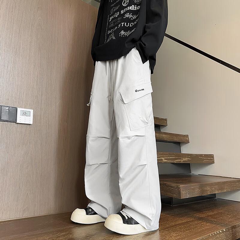 Men's Multi-Pocket Loose Straight-Leg Cargo Parachute Pants