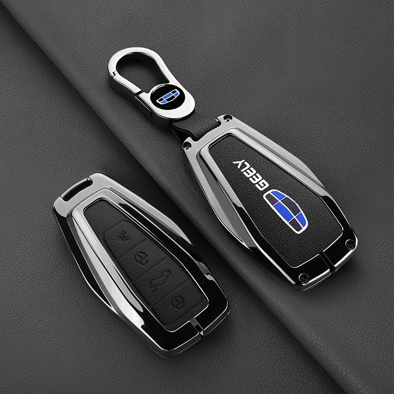 Zinc Alloy Leather Car Key Case Geely Okavango Coolray Atlas Monjaro Tugella Emgrand Gt S Proton X50 X70 X6 X7 Ex7 Gc Key Fob