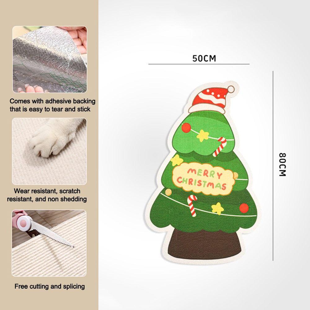 Vertical Cat Scratch Sticker Cartoon Self-adhesive Cat Climbing Mat Christmas Theme Wear-resistant Cat Scratch Pet Supplies