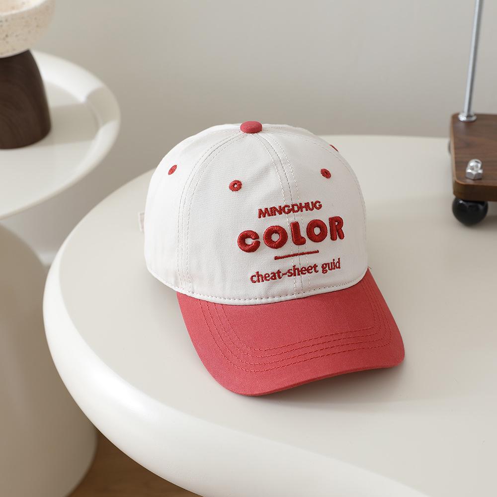 Children's Color Block Baseball Cap: Sun Protection Hat for Boys & Girls - Spring/Summer Patchwork Duckbill Cap with Letter Design.
