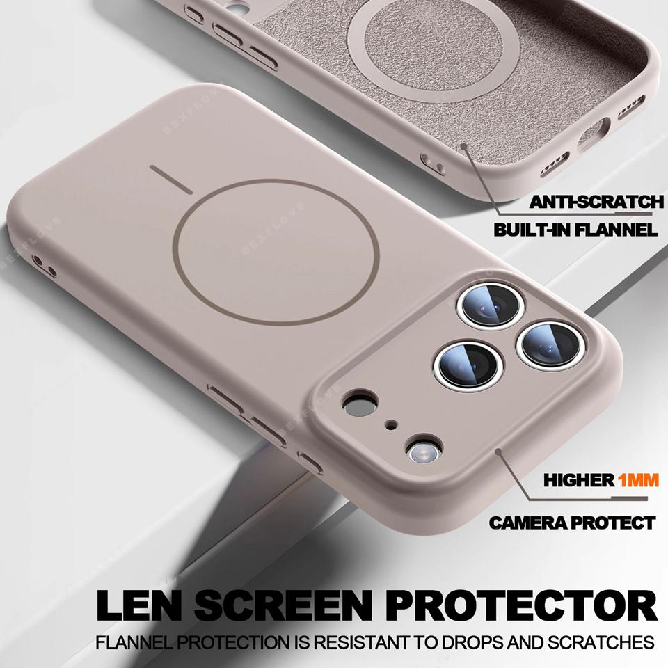 Official Magnetic Phone Case For iPhone 11 12 13 16 17 Pro Max Air 15 14 16 Plus Magsafe Liquid Silicone Charge Protector Cover