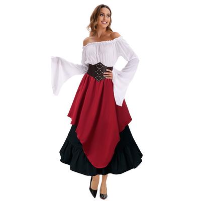 New Retro Medieval Swing Skirt Irregular Skirt Top Long Skirt Suit Women