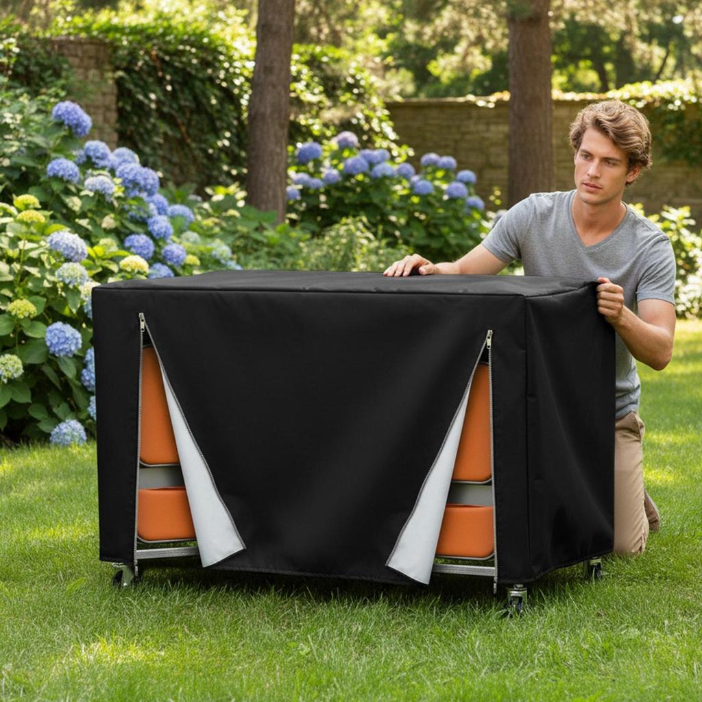 Folding Chair Storage Rack Cover Waterproof Windproof Protector 73x35x42 Inch Folding Chair Cart Dust Cover 420D For Outdoor