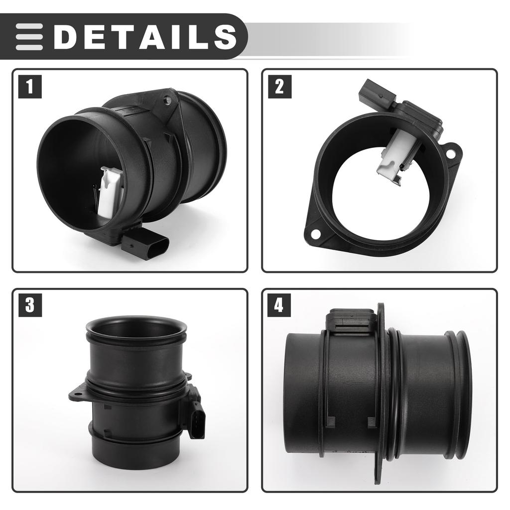 Motoforti Land Rover Range Rover Sport Mass Air Flow Sensor Assembly, Plastic and Metal, Black, Part Number 4H229G820AA