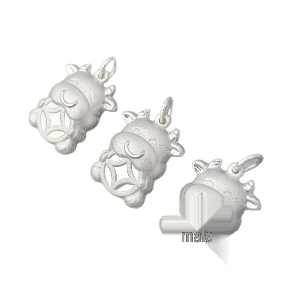 Sterling Silver Lucky Money Cow Pendant with Handmade Woven Rope