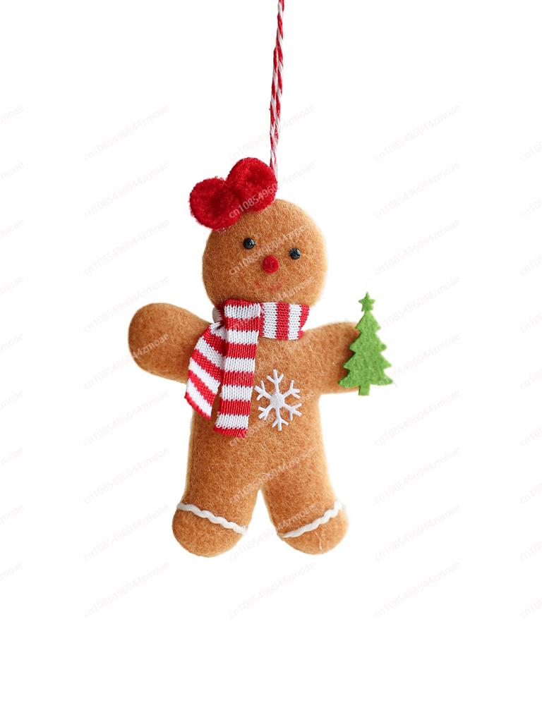 Y New Christmas Ornaments Brown Gingerbread Man Plush Doll Pendant Christmas Tree Decoration Accessories Small Pendant