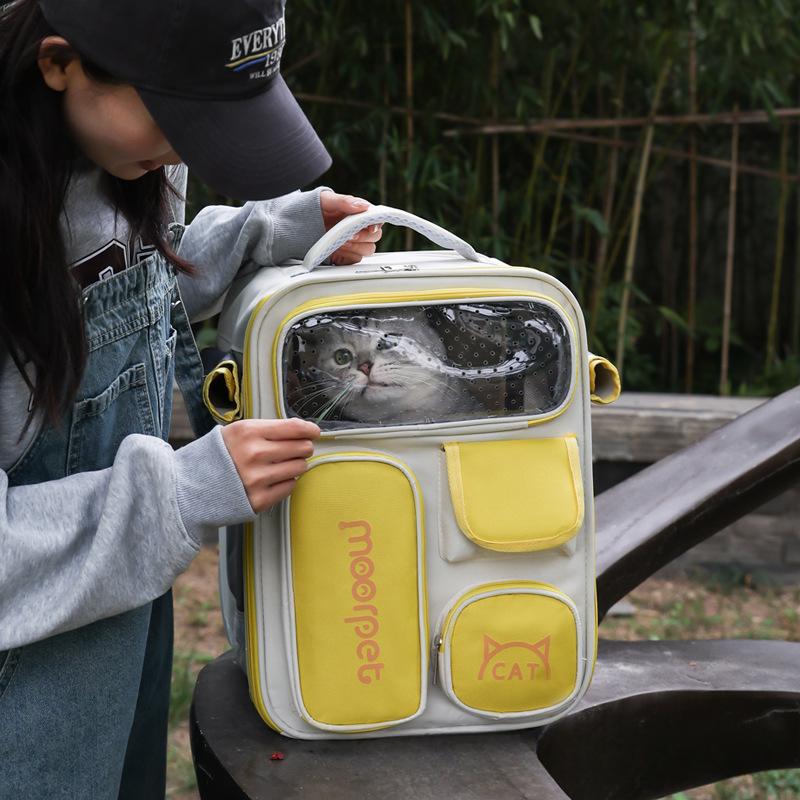 Cat Bag Outdoor Portable Pet Backpack Large Capacity Cat School Bag Shoulder Portable Breathable Cat Bag