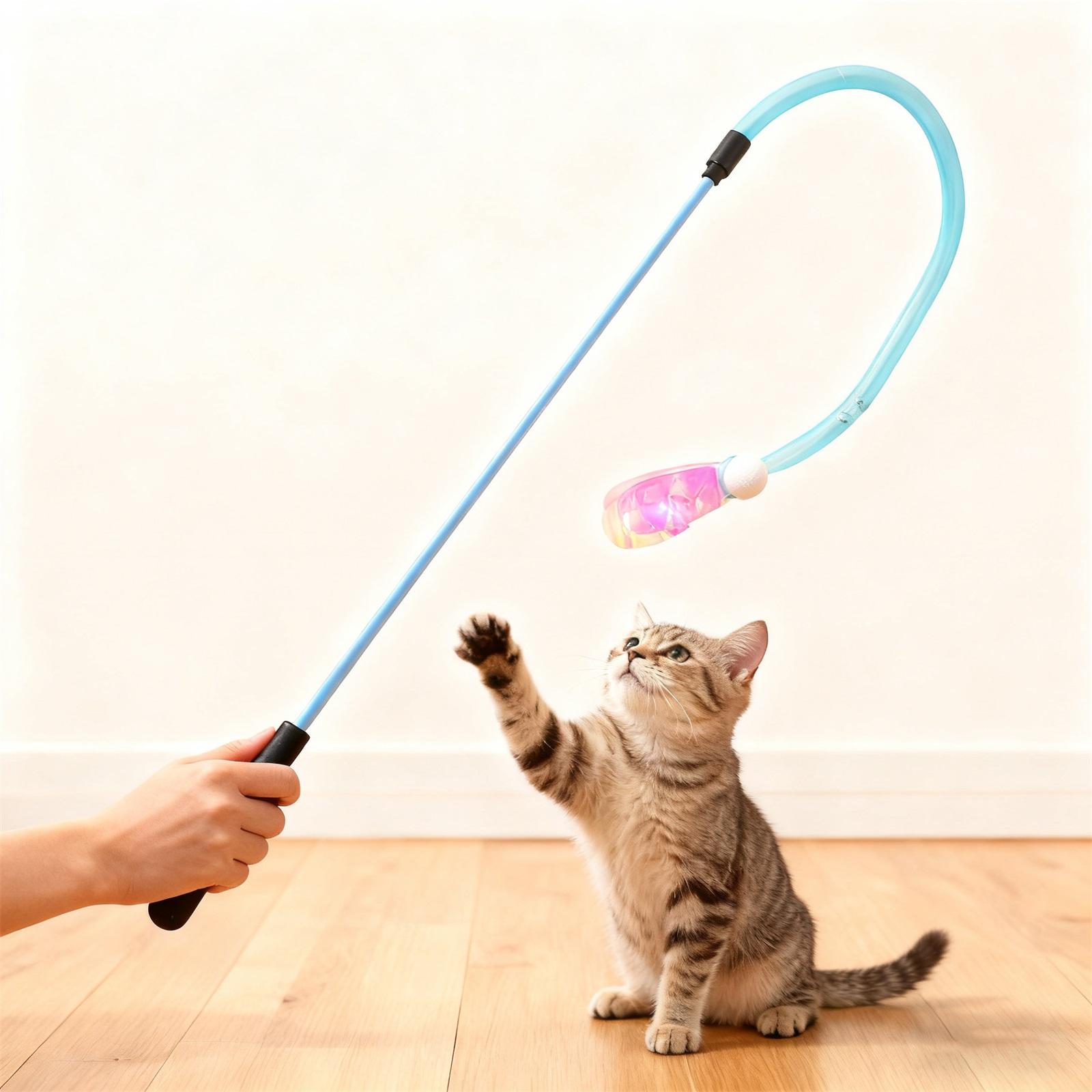 

Interactive Toys, Wand Toy Silicone Tail Teaser Wand, Hunting Exercise Stress Relief String Wands Toy S Accessories For Indoor Kittens A One Size синий