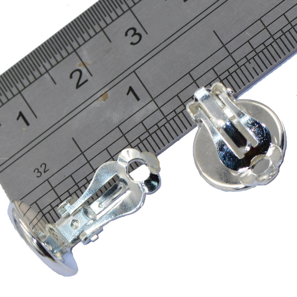 12 x Clip On Earrings Non Pierced Bezel fit 12mm Cabochon Jewelry Making
