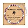 2026 Graduation Gifts Stainless Steel Compass Amazonite Amethyst Beads Bracelets for Women Girls High School College Graduates