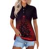 Dame Mote Casual Revers Kortermet Juleprint Skjorte Dame Kneppet Topper