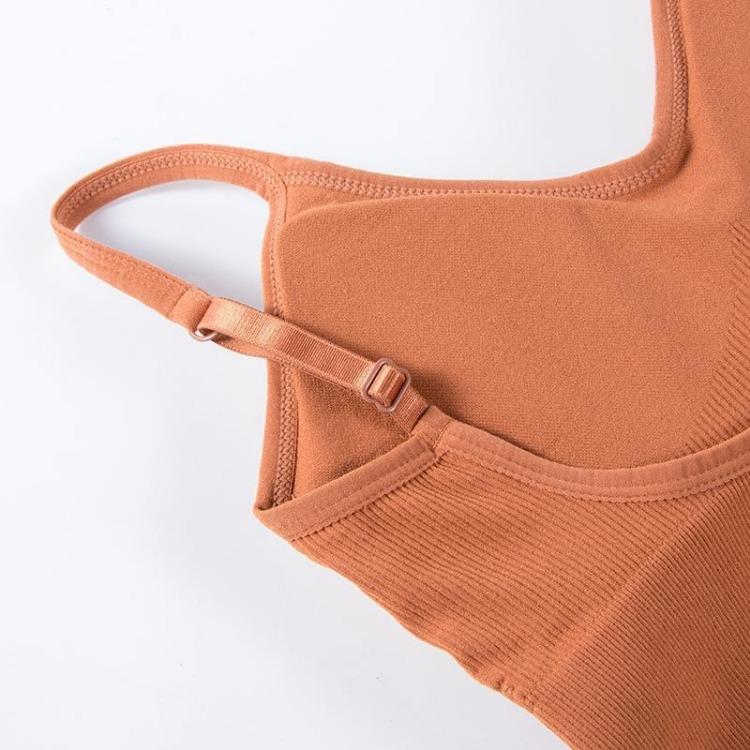 Wirefree Camisole Cropped Tank Top Women Seamless V Neck Removable Yoga Fitness Sport Underwear