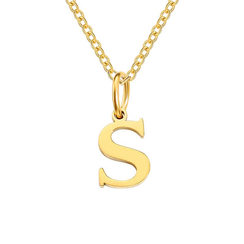 Elegante Collar con Colgante de 26 Letras para Mujer - Diseño Único Cadena para Clavícula de Acero de Titanio