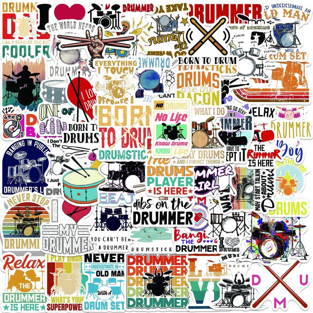 50 Rock Rack Drum Graffiti Stickers Personalized Decorative Guitar Notebook Suitcase DIY Waterproof Stickers