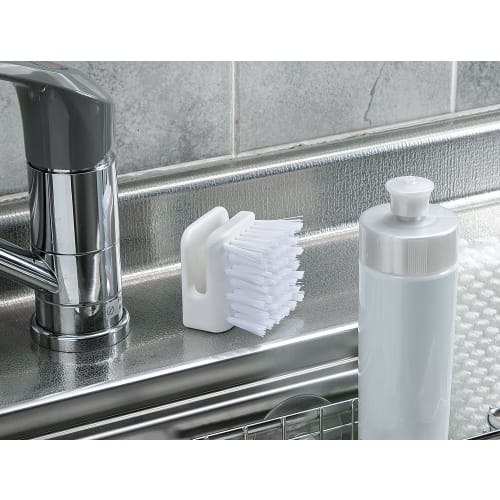 Mameita Kitchen Brush, White, 5cm Wide x 5.5cm Deep x 4.8cm High, Perfect for Washing Cutting Boards and Colanders, Easy Storage, Can Be Placed or Han