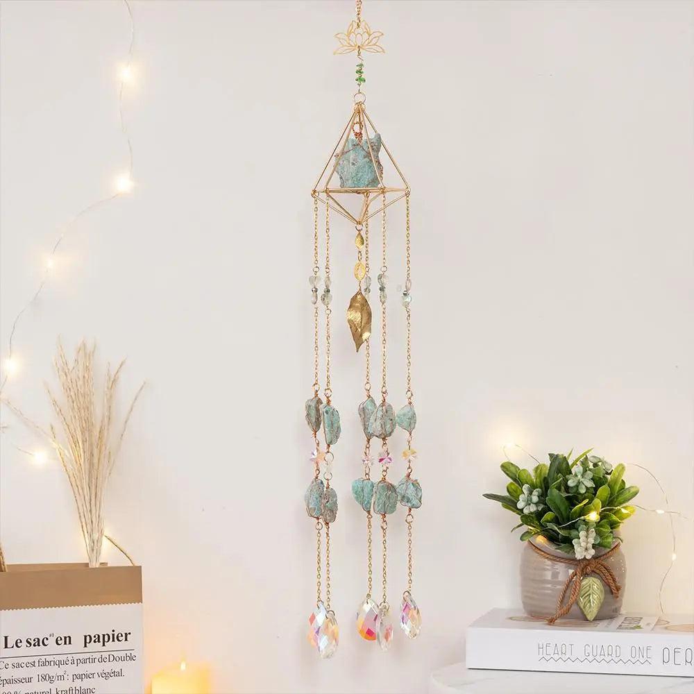 Natural Crystal Gravel Pendant Sun Catcher Garden Balcony Wind Chime Hanging Ornament