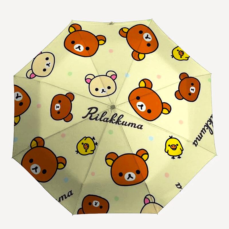 1pc Rilakkuma Cute Bears Chick Pattern Umbrella with Plastic Handle,Suitable for All Seasons Home Travel Outdoor UmbrellaM1128