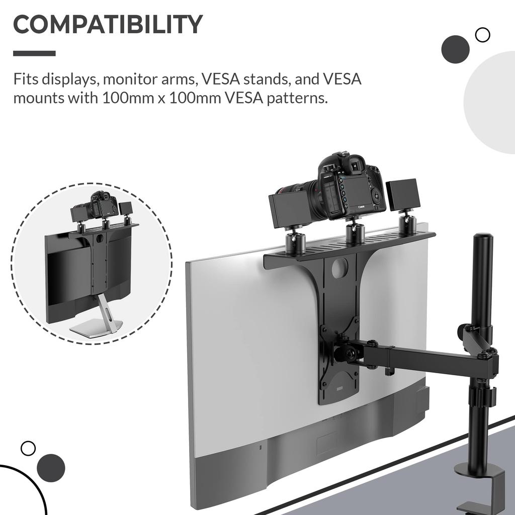 HumanCentric Monitor Mare DSLR de Birou Monitor Cameră VESA Clemă Microfon Trepied 100x100mm Hardware Inclus Suport, Suport, Lumină, Cameră Web, Braț, Raft,