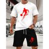 European Size Men'S Short-Sleeve T-Shirt with a Dynamic Basketball Silhouette Print , a Casual Sports Outfit Suitable for Spring And Summer