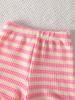 Girls Striped Cap Sleeve Pajama Set Summer Loose Kids Loungewear Outfit