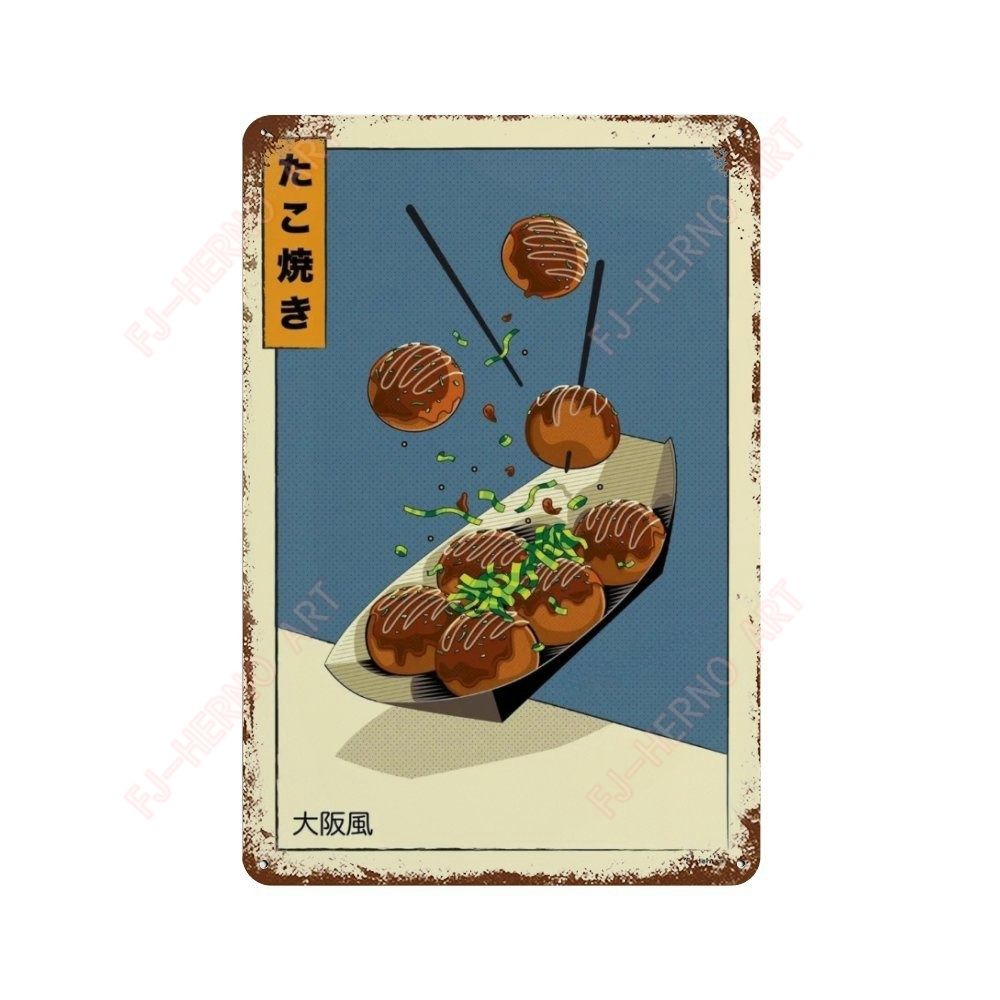 Vintage Japanese Cuisine Sushi Metal Tin Sign Plaque Decorative Plates for Garage Club Man Cave Bar Home Hotel Cafe Wall Decor