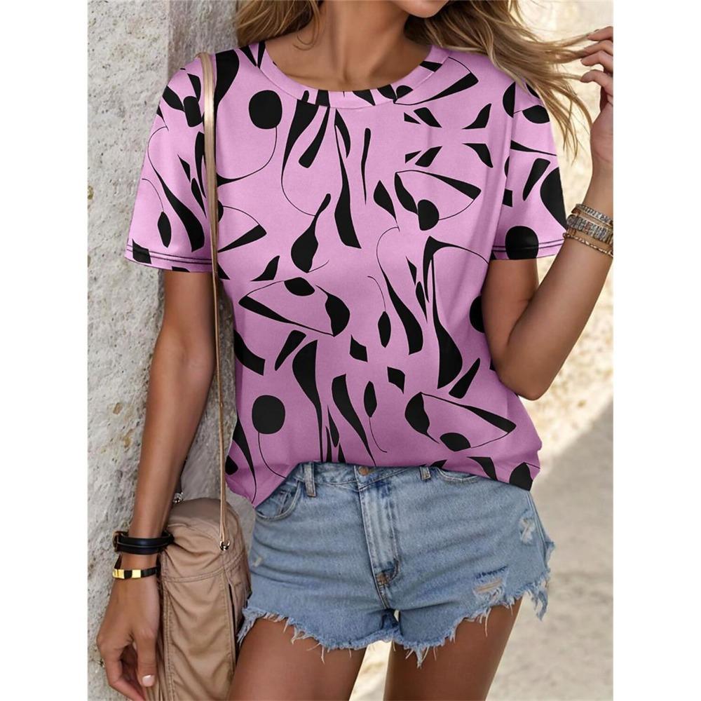 Women's T-shirt Doodle Daily Weekend 3d Printed Short-sleeved Fashionable Sailor Collar Top Summer and Spring Harajuku T-shirt Girl