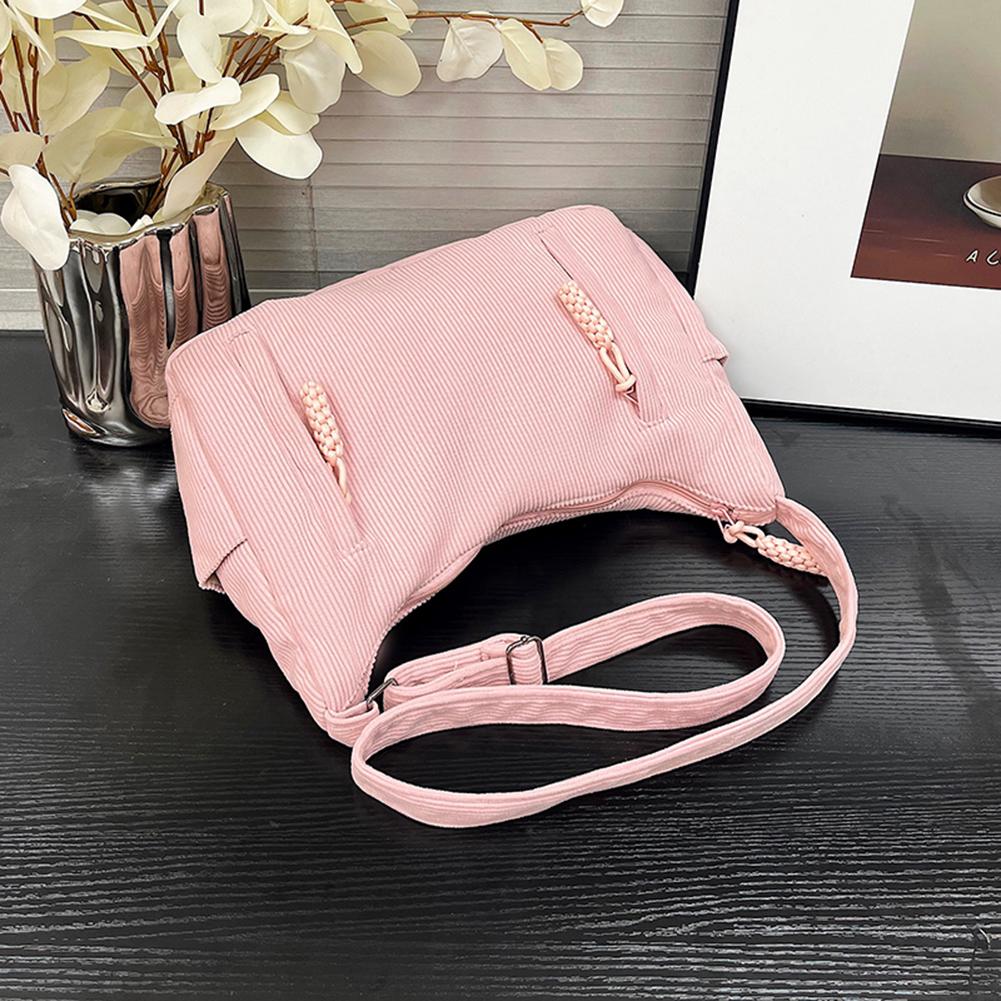 Women Corduroy Large Capacity Stylish Crossbody Bag Adjustable Strap Tote Handbag Trendy Satchel Bag Outdoor Travel Bag