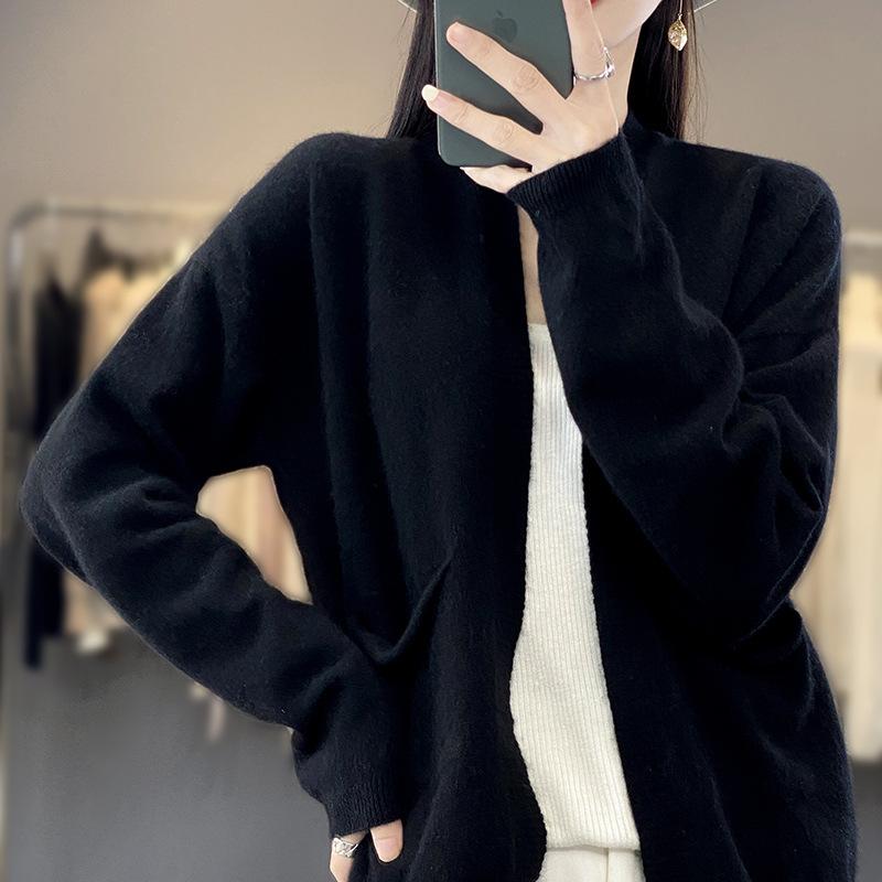 Women S V Neck Loose Knit Cardigan Sweater With Pockets