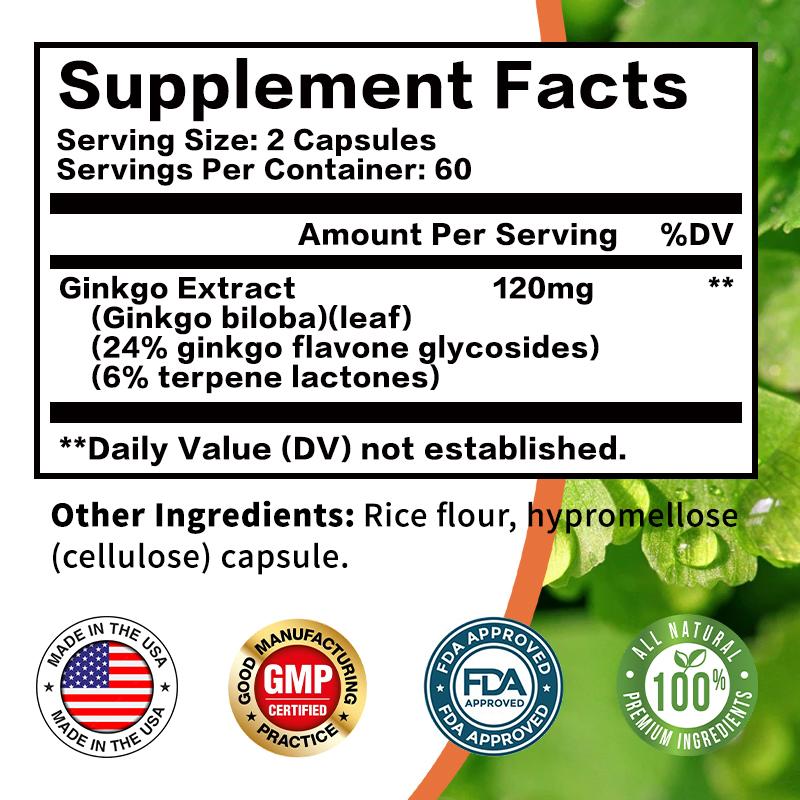 Kapsle Ginkgo Biloba 120 mg - Podpora paměti, koncentrace, zdravého mozku