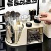 2-In-1 Rotating Pen Holder Rotating Desktop Organizer Storage Box With Drawer Plastic Pen Holder Cosmetic Storage Box