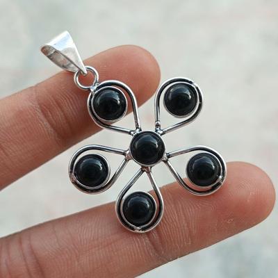 Black Onyx Gemstone 925 Sterling Silver Plated Designer Pendant Jewelry NST-J2H1665